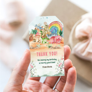 Dinosaur Girl 1. Geburtstags-Party Geschenkanhänger