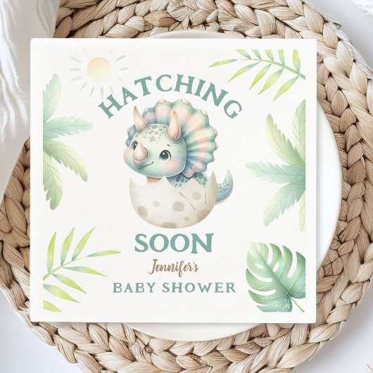 Dinosaur Girl Baby Dusche Triceratops Rosa Dino Serviette