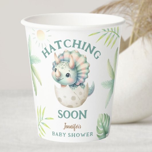 Dinosaur Girl Baby Duschkabine Triceratops Begrüßu Pappbecher