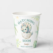 Dinosaur Girl Baby Duschkabine Triceratops Begrüßu Pappbecher (Rückseite)