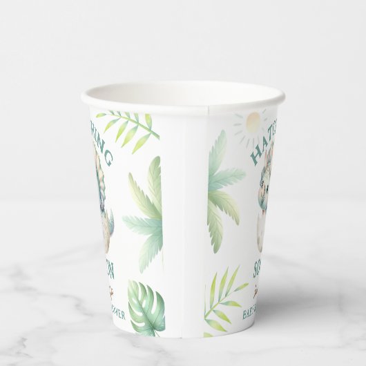 Dinosaur Girl Baby Duschkabine Triceratops Begrüßu Pappbecher (Rechts)