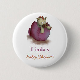 Dinosaur Girl Baby Shower Button
