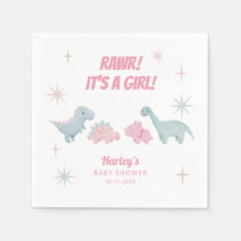 Dinosaur Girl Baby Shower RAWR Serviette