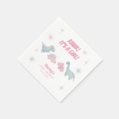 Dinosaur Girl Baby Shower RAWR Serviette (Ecke)