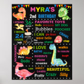 Dinosaur Girl Dino Birthday Meilenstein Poster (Vorne)