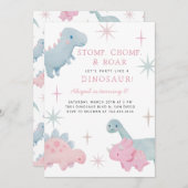 Dinosaur Girl Geburtstagsparty Einladung (Vorne/Hinten)