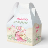 Dinosaur Girl Pastel Pink Green Birthday Medium Geschenkschachtel (Rückseite)