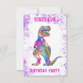 Dinosaur Girls Birthday Party Foto Einladung (Rückseite)