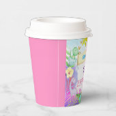 Dinosaur Girls Floral Glitzer Geburtstag Pappbecher (Rechts)