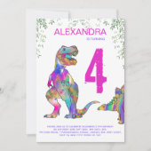 Dinosaur Girls Geburtstagsparty Einladung (Vorderseite)