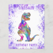 Dinosaur Girls Geburtstagsparty Foto Budget Flyer (Hinten)