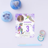 Dinosaur Girls Geburtstagsparty Foto Budget Flyer (Einzeln)