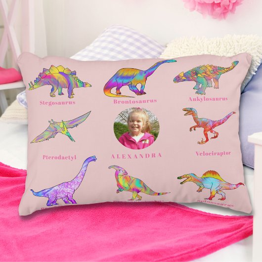 Dinosaur Girls Personalisiert Name und Foto Dekokissen