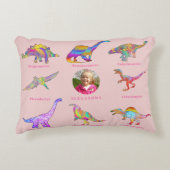 Dinosaur Girls Personalisiert Name und Foto Dekokissen (Vorderseite)