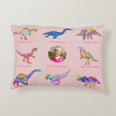 Dinosaur Girls Personalisiert Name und Foto Dekokissen (Rückseite)