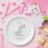 Dinosaur Girly Pink Blue Lilac Birthday Party Pappteller (Party)