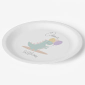 Dinosaur Girly Pink Blue Lilac Birthday Party Pappteller (Schrägansicht)