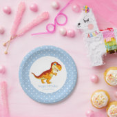 Dinosaur Gold T Rex Blue Boy Party Pappteller (Party)