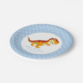 Dinosaur Gold T Rex Blue Boy Party Pappteller (Schrägansicht)