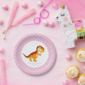 Dinosaur Gold T Rex Party Weiße Punkte Pappteller (Party)