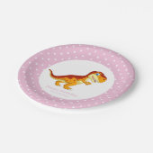 Dinosaur Gold T Rex Party Weiße Punkte Pappteller (Schrägansicht)