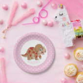 Dinosaur Gold Triceratops Party Weiße Punkte Pappteller (Party)