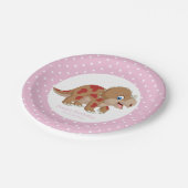 Dinosaur Gold Triceratops Party Weiße Punkte Pappteller (Schrägansicht)