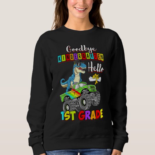 Dinosaur Goodbye Kindergarten Back To School Hello Sweatshirt (Vorderseite)