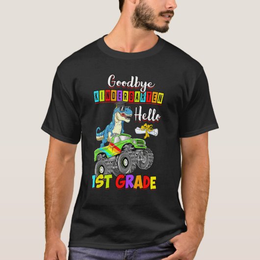 Dinosaur Goodbye Kindergarten Back To School Hello T-Shirt (Vorderseite)
