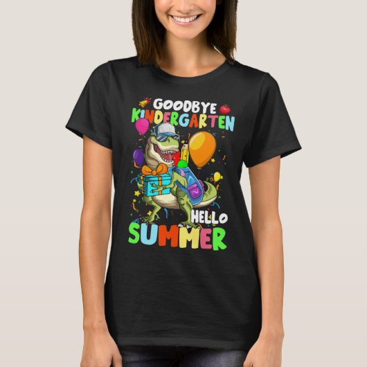 Dinosaur Goodbye Kindergarten Hello Summer Graduat T-Shirt (Vorderseite)