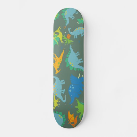 Dinosaur Green Blue Dino Boys spielend Skateboard (Vorderseite)