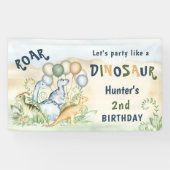 Dinosaur Green Blue Pastel Boy Birthday Banner (Horizontal)