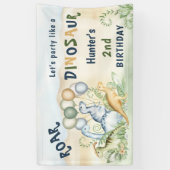 Dinosaur Green Blue Pastel Boy Birthday Banner (Vertikal)