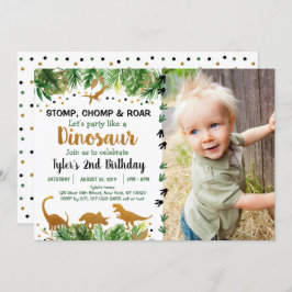 Dinosaur Green & Gold Safari Geburtstag Einladung