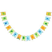 Dinosaur Green Orange and Blue Birthday Wimpelkette (Alle)