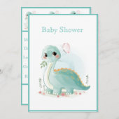 Dinosaur Green Watercolor Babydusche Einladung (Vorne/Hinten)