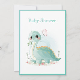 Dinosaur Green Watercolor Babydusche Einladung