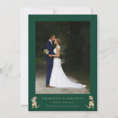 Dinosaur Green Wedding Foto Vielen Dank Dankeskarte (Vorderseite)