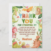Dinosaur Greenera Geburtstagsparty Danke Karte (Vorderseite)
