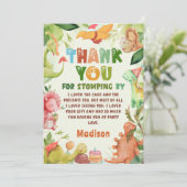 Dinosaur Greenera Geburtstagsparty Danke Karte (Stehend Vorderseite)