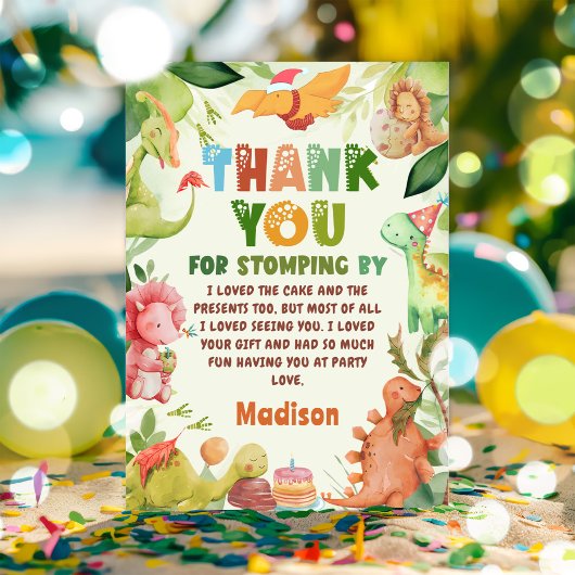 Dinosaur Greenera Geburtstagsparty Danke Karte