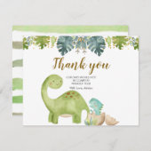 Dinosaur Greenery Floral Danke Karte (Vorne/Hinten)