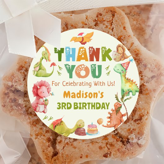 Dinosaur Greenery Geburtstagsticker Runder Aufkleber