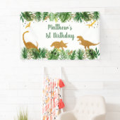 Dinosaur Greenery Gold Geburtstag Banner (Insitu)