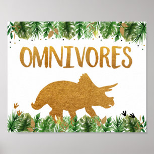 Dinosaur Grün Gold Allesfresser Geburtstags-Schild Poster