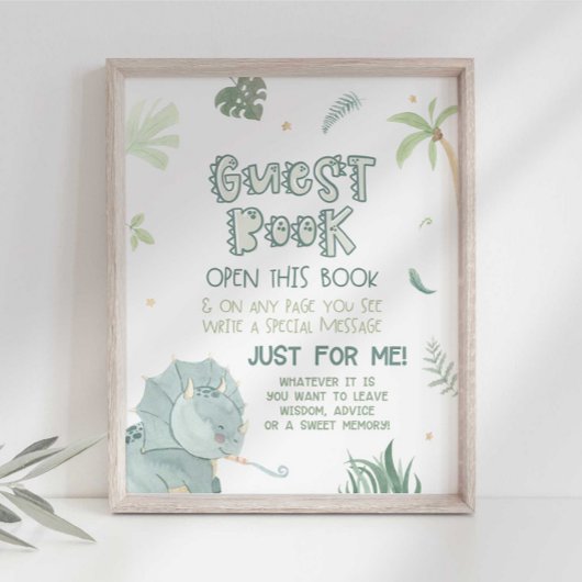 Dinosaur Guest Book Party Sign Fotodruck