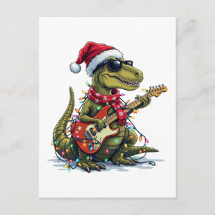 Dinosaur Guitar Player Xmas Feiertagspostkarte