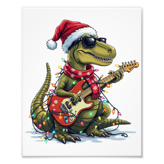 Dinosaur Guitar Player Xmas Fotodruck (Vorne)