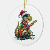 Dinosaur Guitar Player Xmas Keramik Ornament (Links)