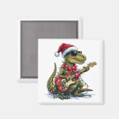 Dinosaur Guitar Player Xmas Magnet (Vorderseite/Rückseite)